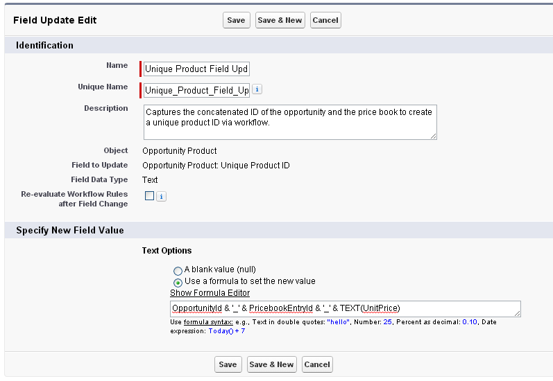 Unique Product ID field update