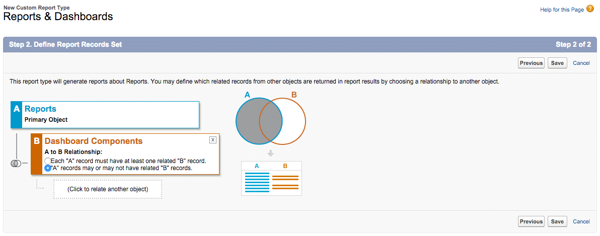 Reports & Dashboards Custom Report Type