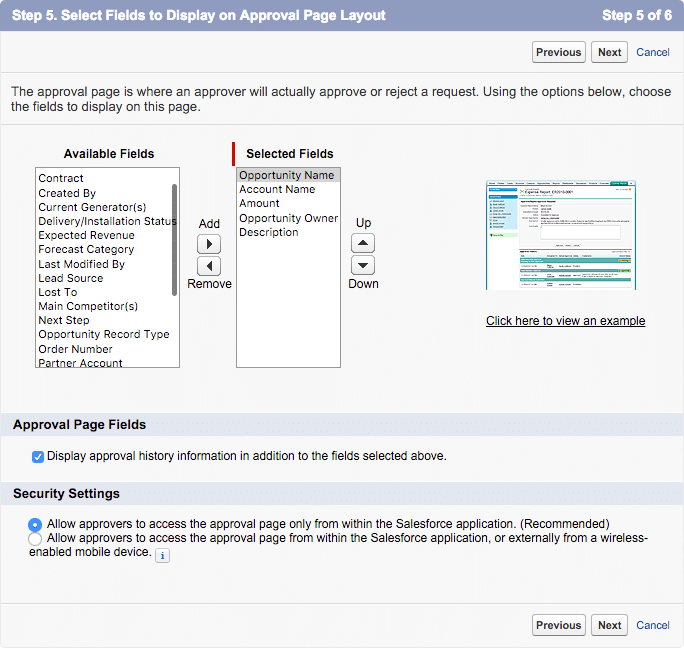 approval process step 5 approval page layout